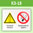 Знак «Газовый баллон. Запрещается курить», КЗ-18 (пленка, 600х400 мм)